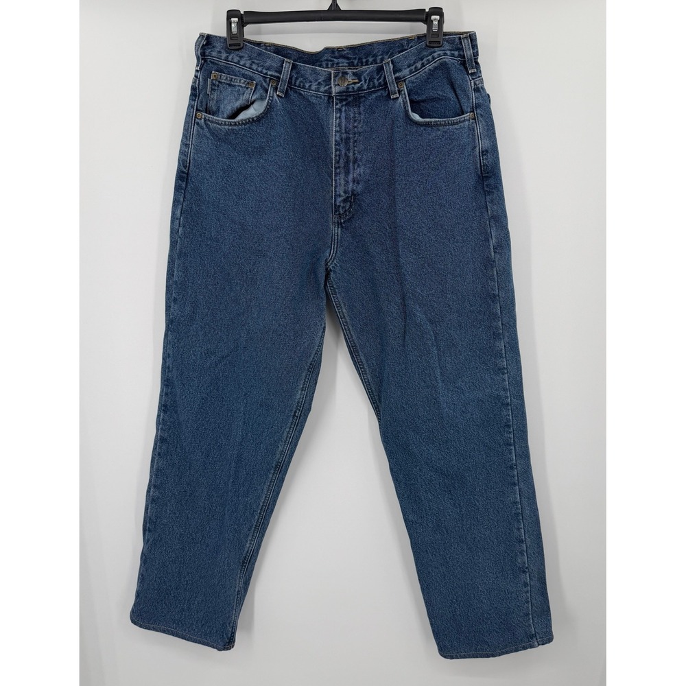 Carhartt B172 DST Mens Relaxed Fit Flannel Lined Jeans Dark Stone Blue Denim